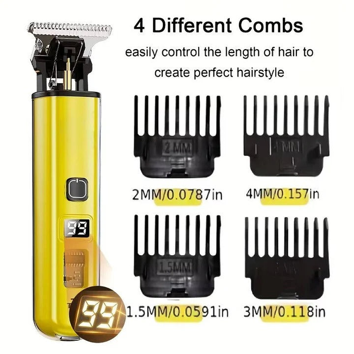 Rechargeable Hair Clippers with LED Battery Display and 4 Guide Combs