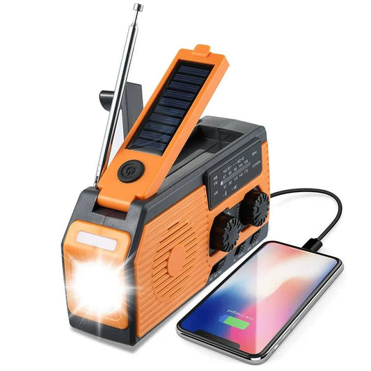 Multi-Function Hand Crank Solar Powered Emergency Weather Radio with LED Flashlight and USB Charging Port