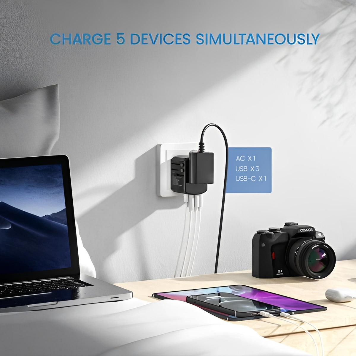 Universal Travel Power Adapter with USB Charging Ports