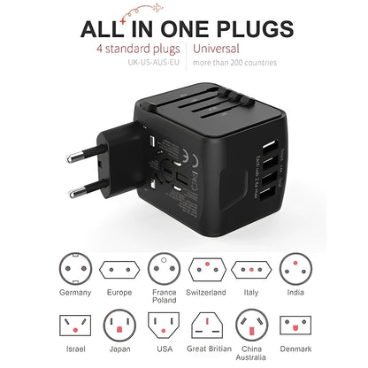 Universal Travel Power Adapter with USB Charging Ports