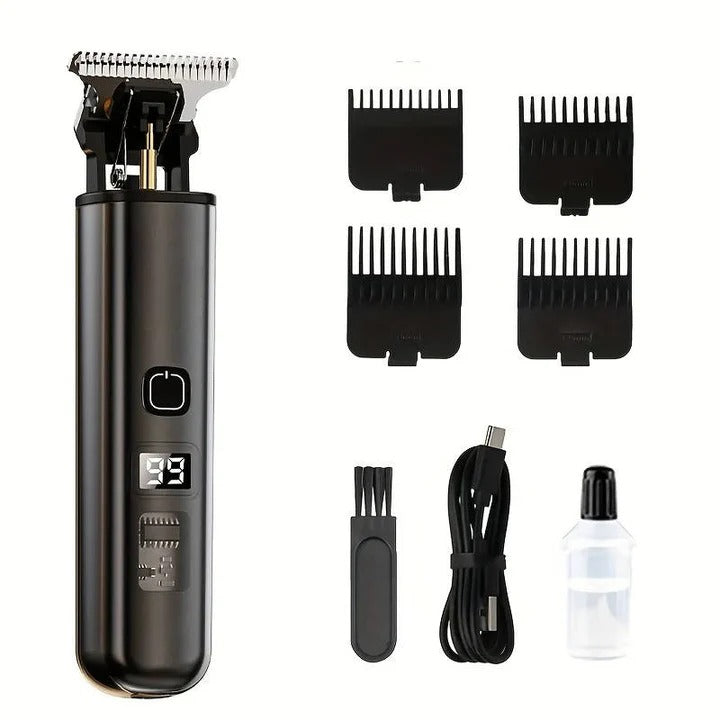 Rechargeable Hair Clippers with LED Battery Display and 4 Guide Combs
