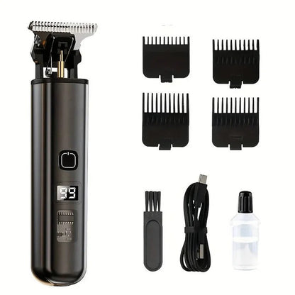 Rechargeable Hair Clippers with LED Battery Display and 4 Guide Combs