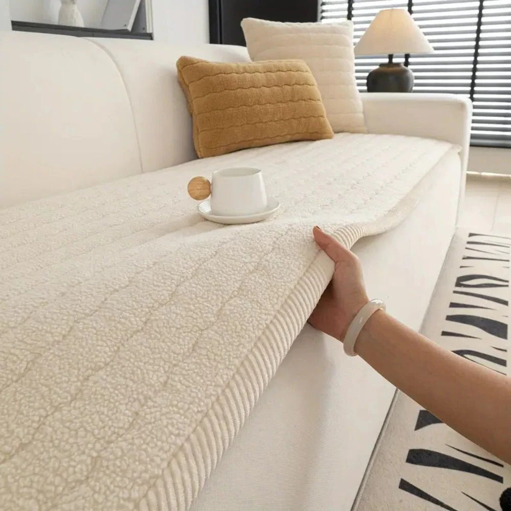 Plush Textured Sofa Cover with Thick Padding