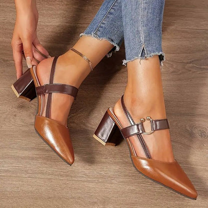 Block Heel Pumps for Women with Ankle Strap Support