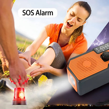 Multi-Function Hand Crank Solar Powered Emergency Weather Radio with LED Flashlight and USB Charging Port
