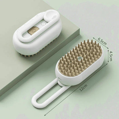 3-in-1 Pet Grooming Brush with Steam Spray and De-Shedding Comb