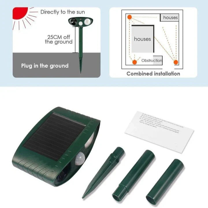 Solar Ultrasonic Pest Deterrent Device with Motion Sensor