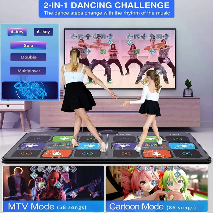 Electronic Dance Mat Game Set with Two Wireless Controllers and Motion Camera for TV Play