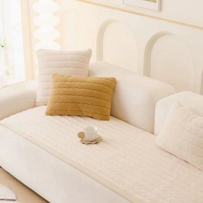 Plush Textured Sofa Cover with Thick Padding