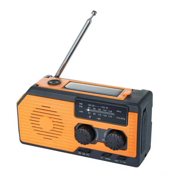 Multi-Function Hand Crank Solar Powered Emergency Weather Radio with LED Flashlight and USB Charging Port