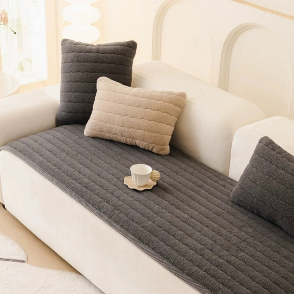 Plush Textured Sofa Cover with Thick Padding