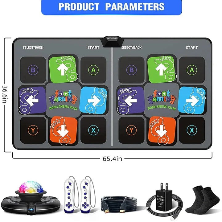 Electronic Dance Mat Game Set with Two Wireless Controllers and Motion Camera for TV Play