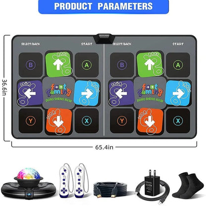 Electronic Dance Mat Game Set with Two Wireless Controllers and Motion Camera for TV Play