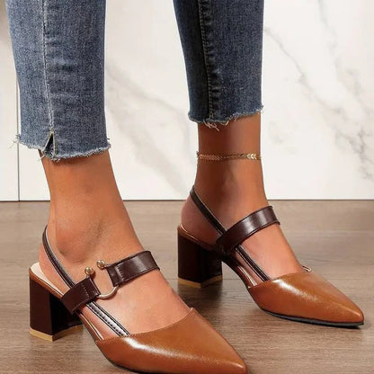 Block Heel Pumps for Women with Ankle Strap Support
