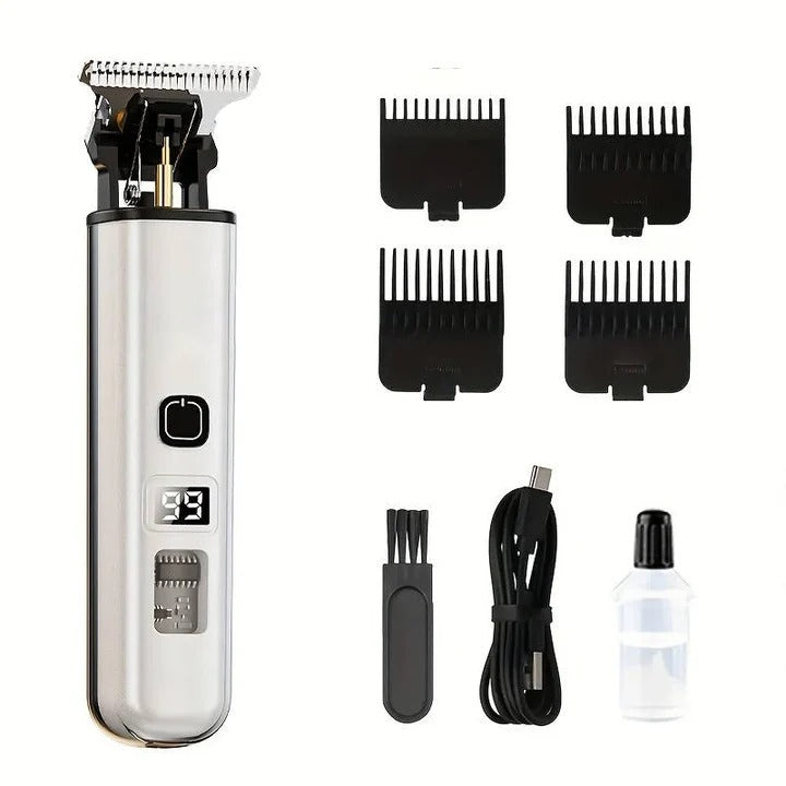 Rechargeable Hair Clippers with LED Battery Display and 4 Guide Combs