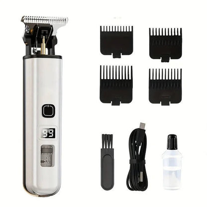 Rechargeable Hair Clippers with LED Battery Display and 4 Guide Combs