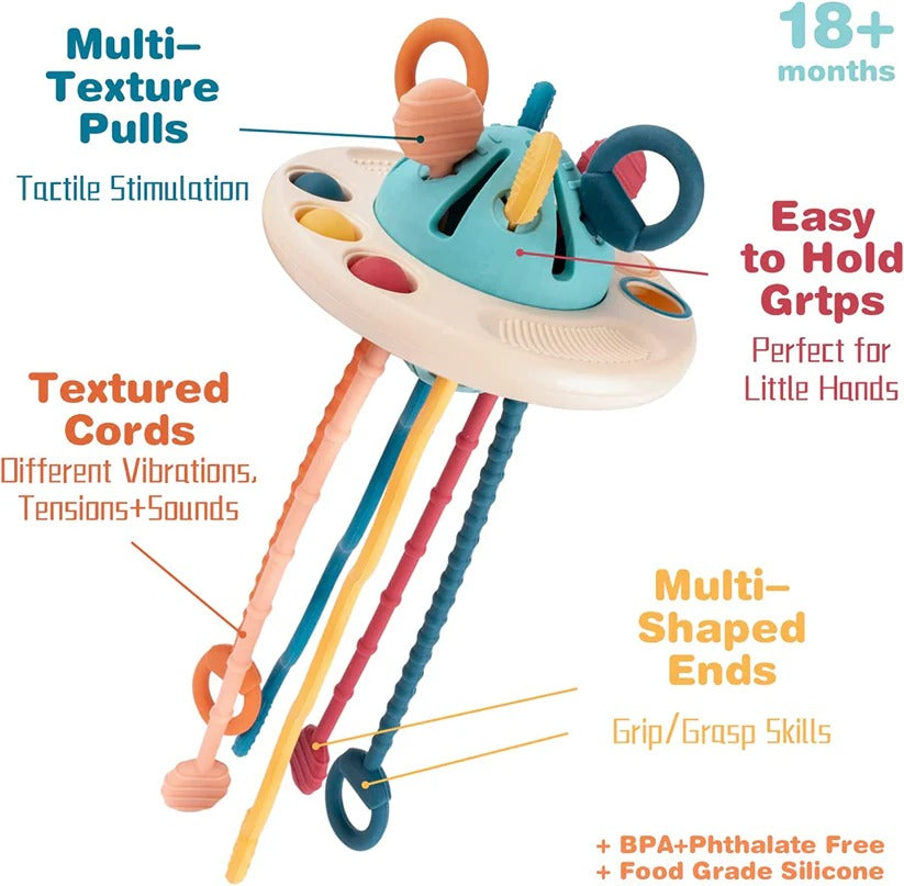 Silicone Pull String Sensory Toy for Babies 6 to 18 Months