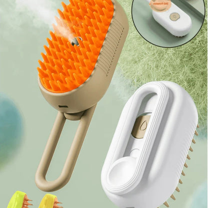 3-in-1 Pet Grooming Brush with Steam Spray and De-Shedding Comb