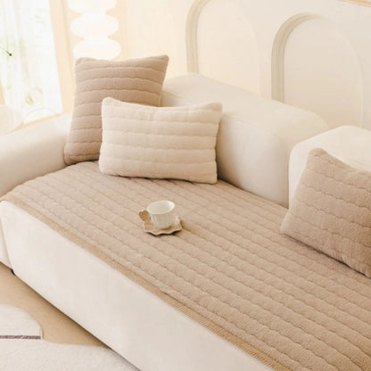 Plush Textured Sofa Cover with Thick Padding