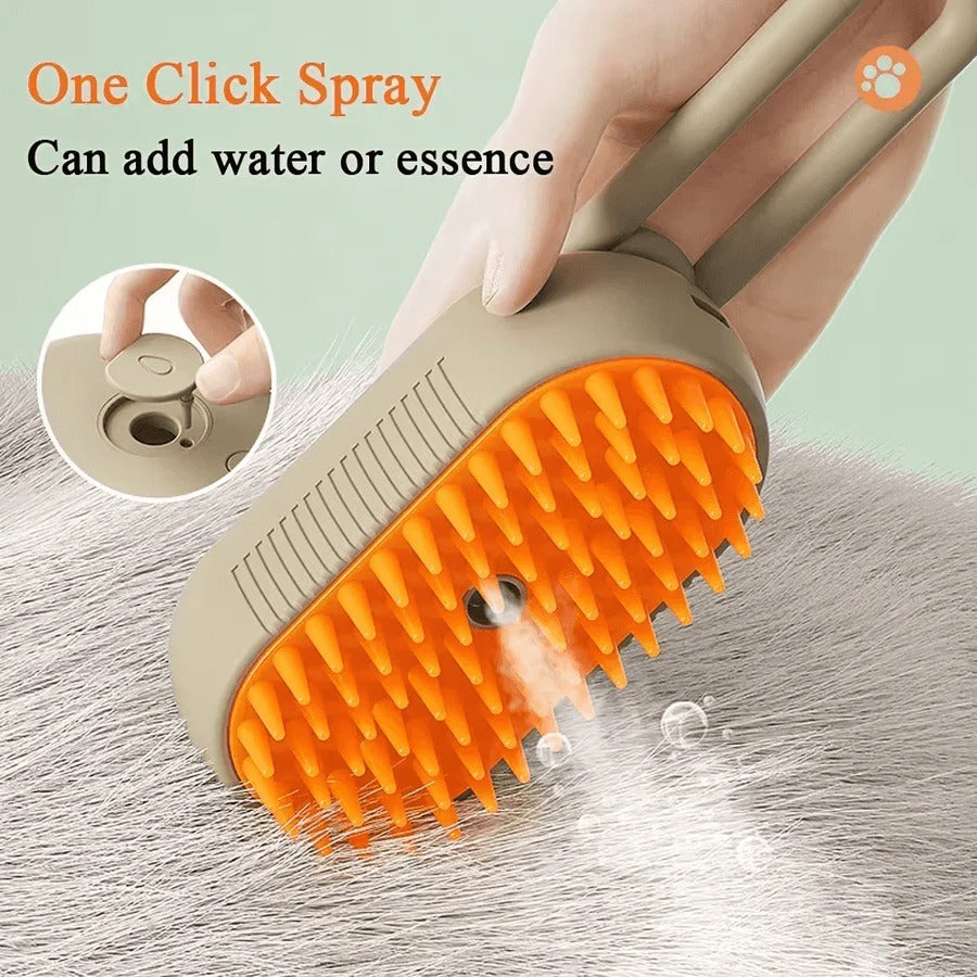 3-in-1 Pet Grooming Brush with Steam Spray and De-Shedding Comb