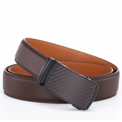 Sliding Buckle Leather Belt with No Hole Adjustable Strap for Men