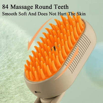 3-in-1 Pet Grooming Brush with Steam Spray and De-Shedding Comb