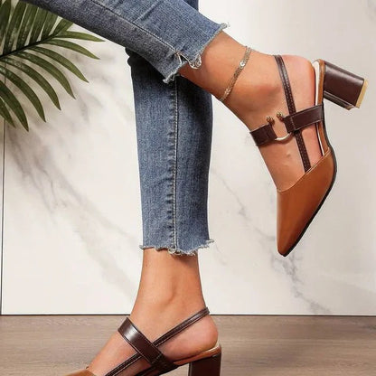 Block Heel Pumps for Women with Ankle Strap Support
