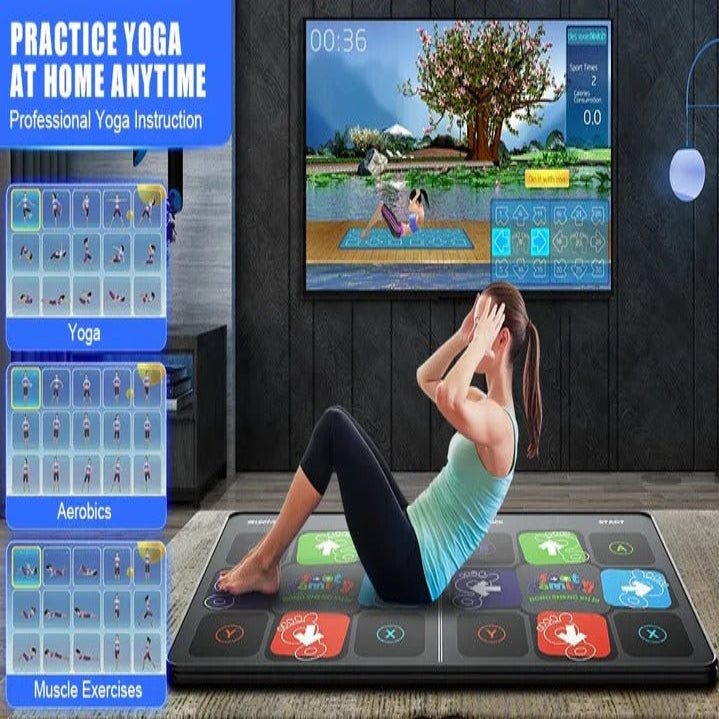 Electronic Dance Mat Game Set with Two Wireless Controllers and Motion Camera for TV Play