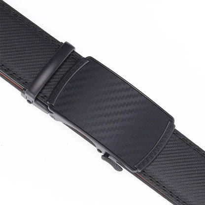 Sliding Buckle Leather Belt with No Hole Adjustable Strap for Men