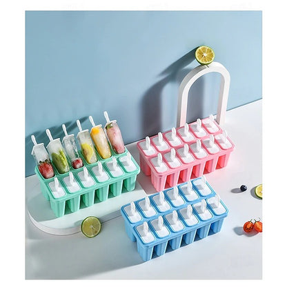 Silicone Freezer Pop Mold Set with Reusable Sticks for Homemade Ice Cream and Juice Bars