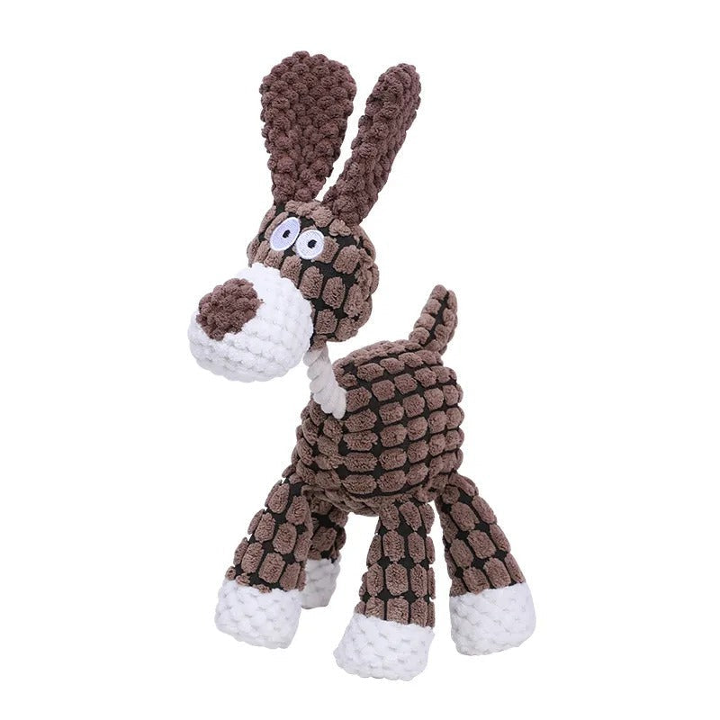 Dog Chew Toy with Layered Plush Fabric and Internal Squeaker, Machine Washable