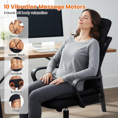 Heated Massage Chair Pad with 10 Vibration Zones and 5 Massage Programs