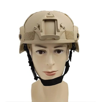 Outdoor Helmet with Tactical Style and Adjustable Strap and Accessory Rails