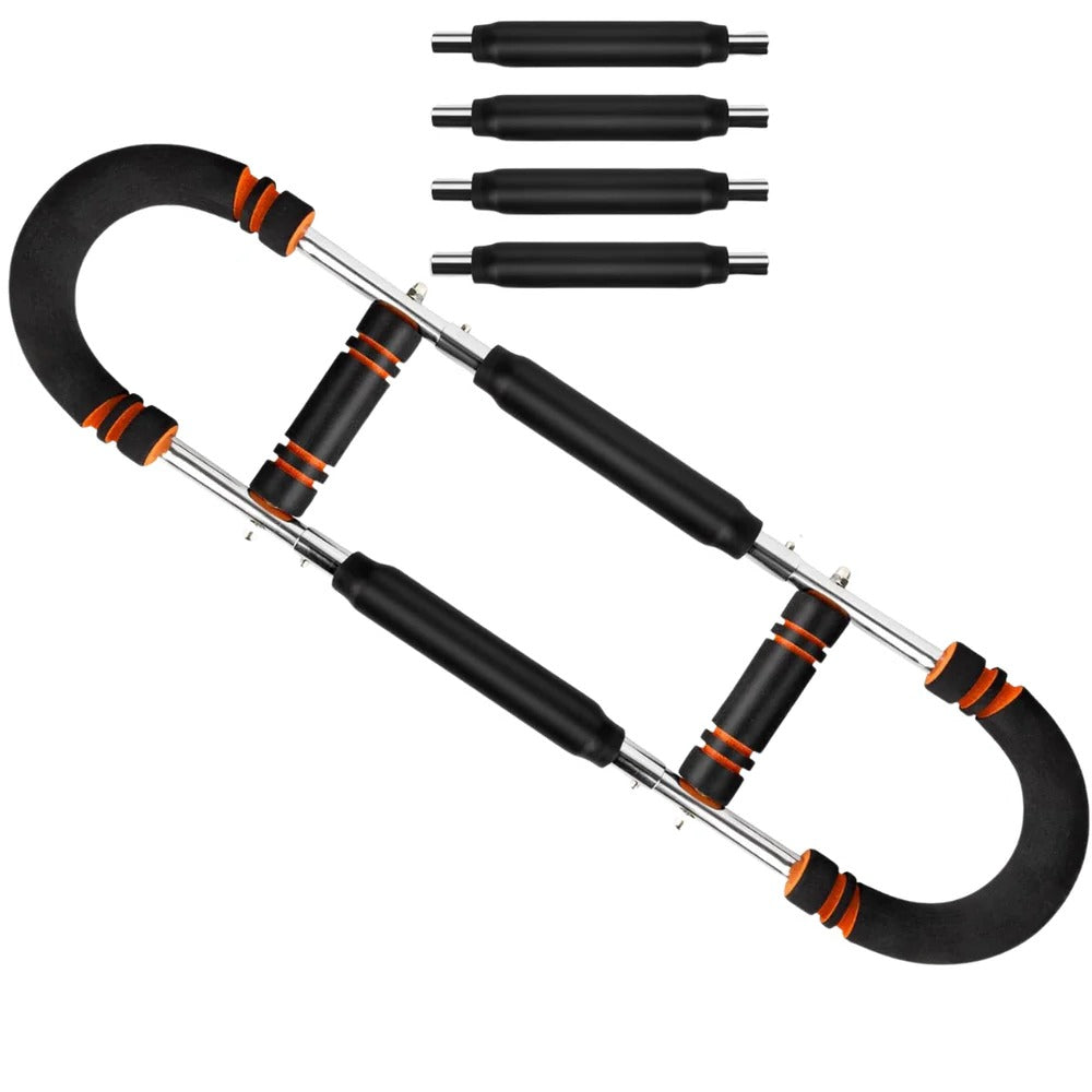 Spring-Loaded Chest Expander with Adjustable Resistance Bars for Strength Building Support