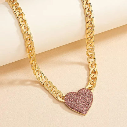 Crystal Heart Pendant Choker with Rhinestone Detail for Women