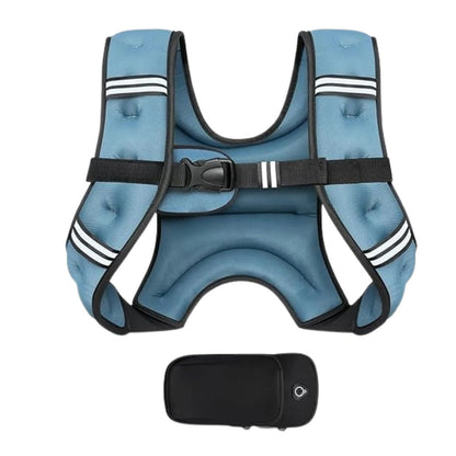 Multi Pocket Weighted Fitness Vest with Adjustable Straps and Removable Storage Pouch