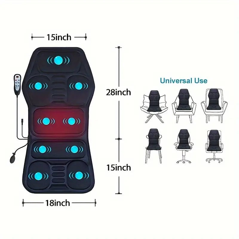 Heated Back Massager Cushion with Vibration and Lumbar Support