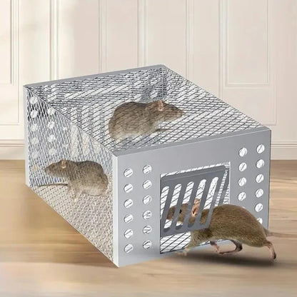 Reusable Rodent Capture Cage with Sliding Door and Iron Body Design