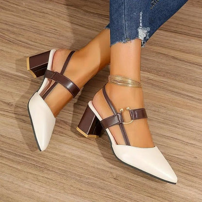 Block Heel Pumps for Women with Ankle Strap Support