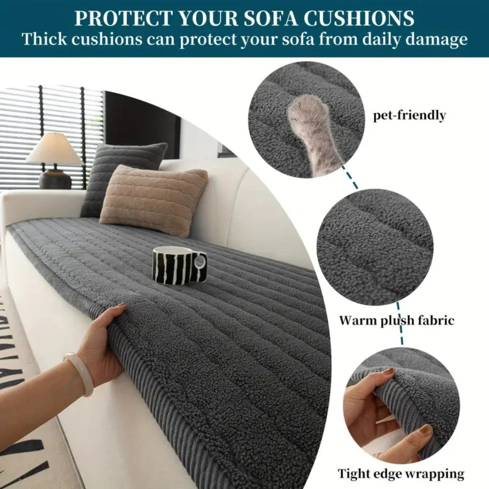 Plush Textured Sofa Cover with Thick Padding