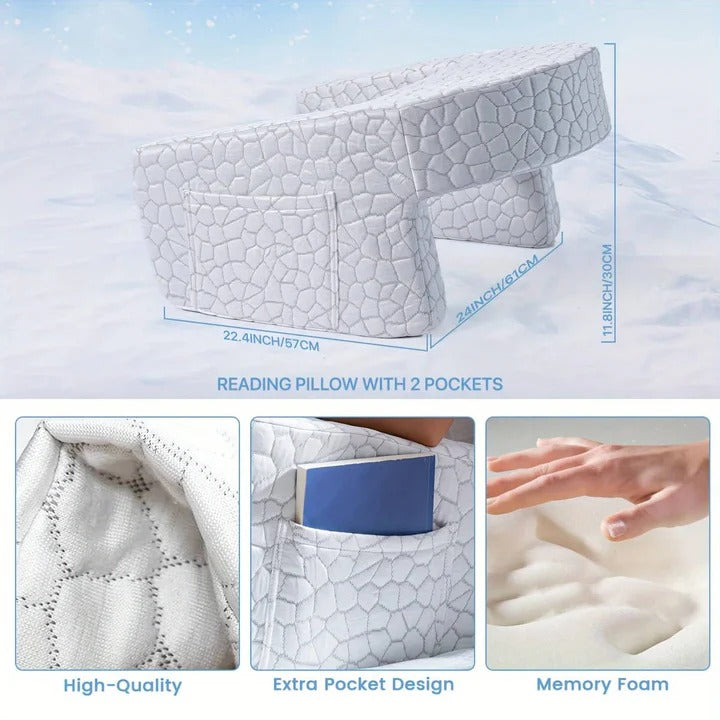 Adjustable Bed Reading Pillow with Back and Arm Support