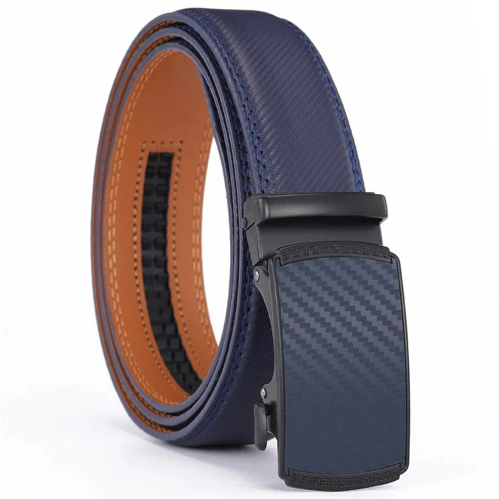 Sliding Buckle Leather Belt with No Hole Adjustable Strap for Men