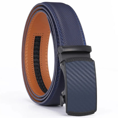 Sliding Buckle Leather Belt with No Hole Adjustable Strap for Men
