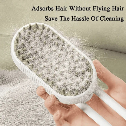 3-in-1 Pet Grooming Brush with Steam Spray and De-Shedding Comb