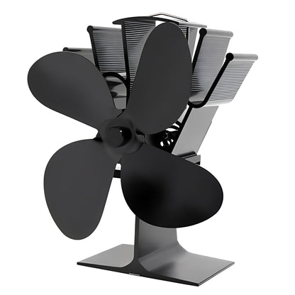 Fireplace Fan with Heat Powered Operation for Heat Distribution Support