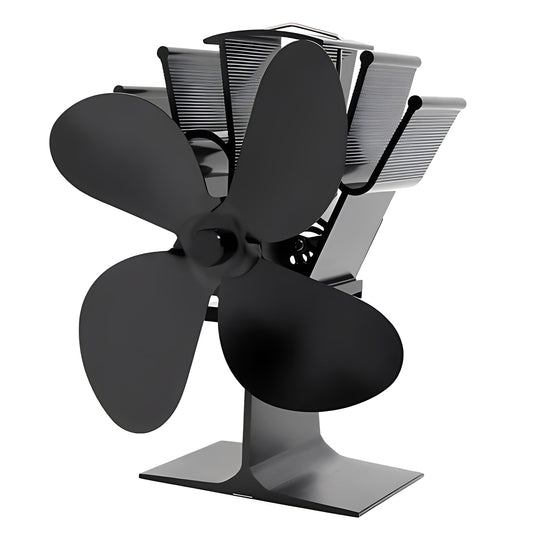 Fireplace Fan with Heat Powered Operation for Heat Distribution Support