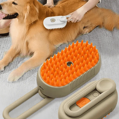 3-in-1 Pet Grooming Brush with Steam Spray and De-Shedding Comb