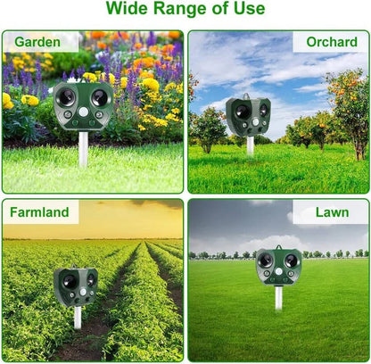 Outdoor Ultrasonic Pest and Bird Repeller with Motion Activated Deterrent for Garden  and Outdoor Use