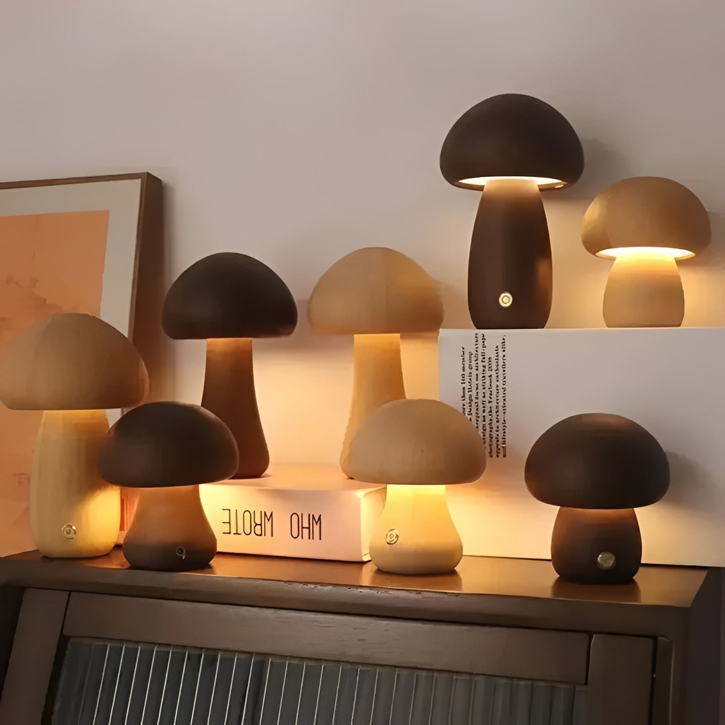 Decorative Mushroom Table Lamp with Dimmable LED Night Light