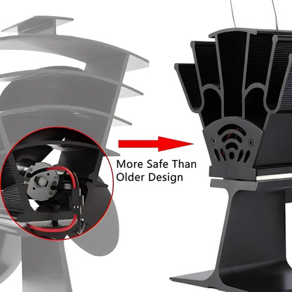 Fireplace Fan with Heat Powered Operation for Heat Distribution Support